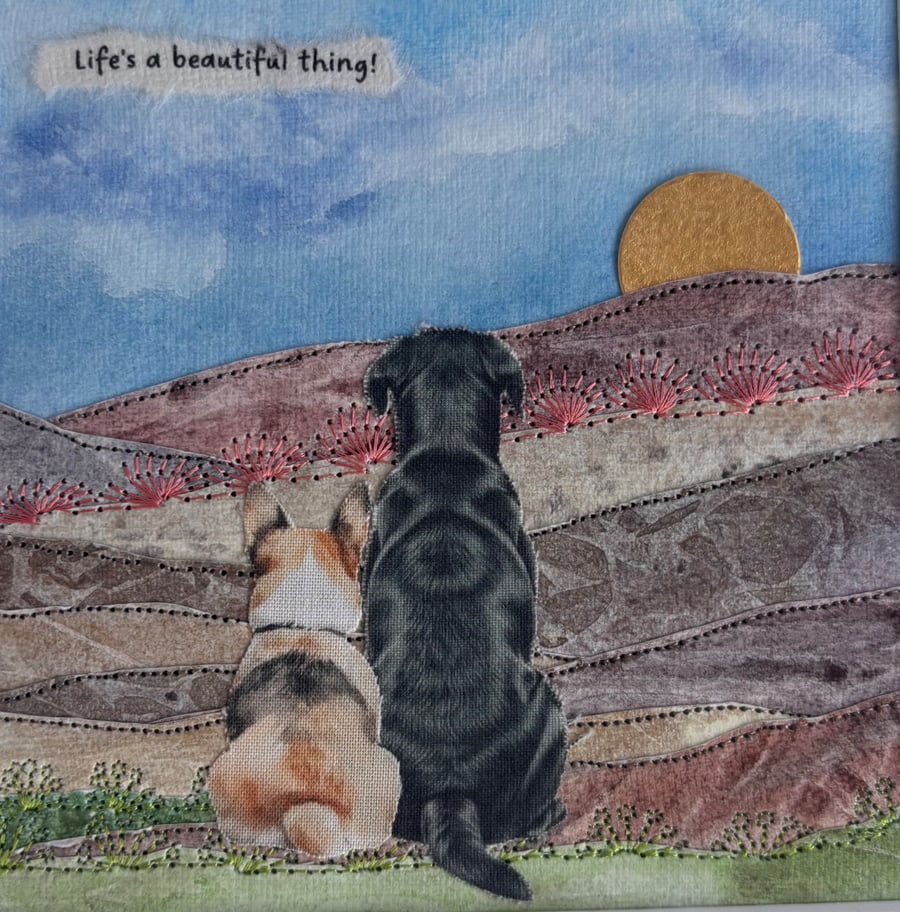Stitched mixed media landscape art…Life is a beautiful thing! 