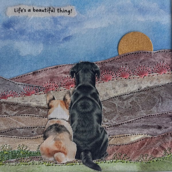 Stitched mixed media landscape art…Life is a beautiful thing! 