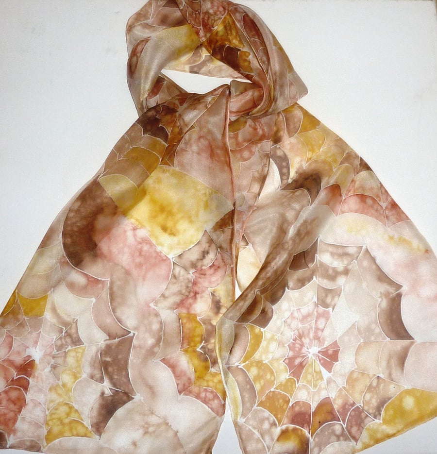Brown cobweb silk scarf