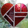 Stained Glass Heart Suncatcher - Red