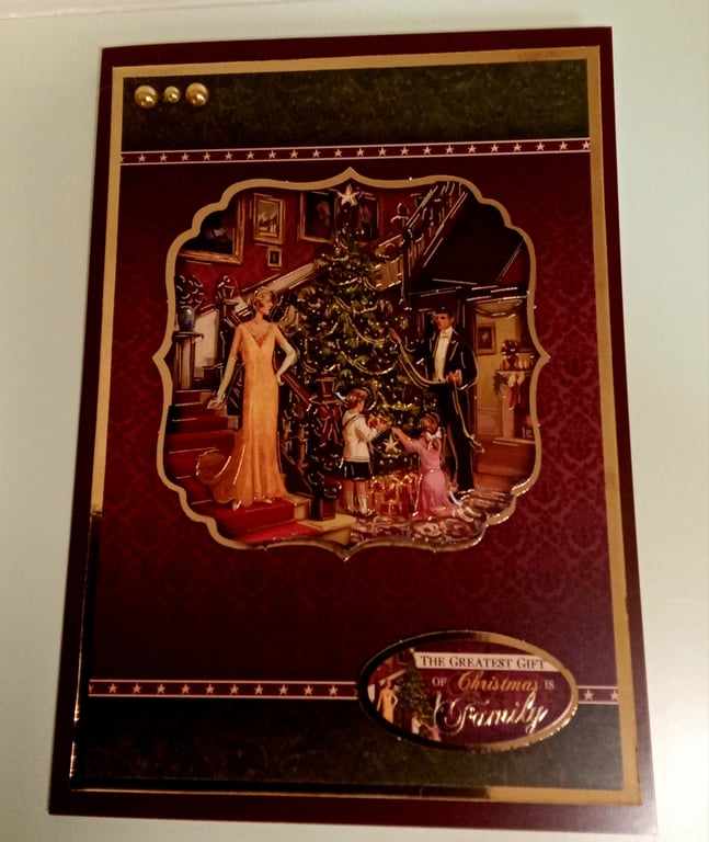 3D Decoupaged Christmas Card,  Decorating The Tree