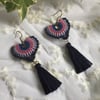 Boho tassel macrame beaded fan earrings, summer earrings, gift for her 