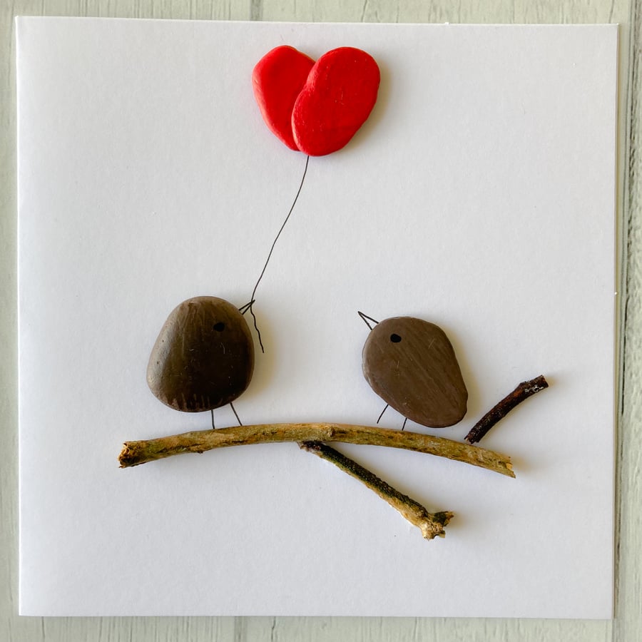 SALE-Pebble art greeting card, made in Cornwall 