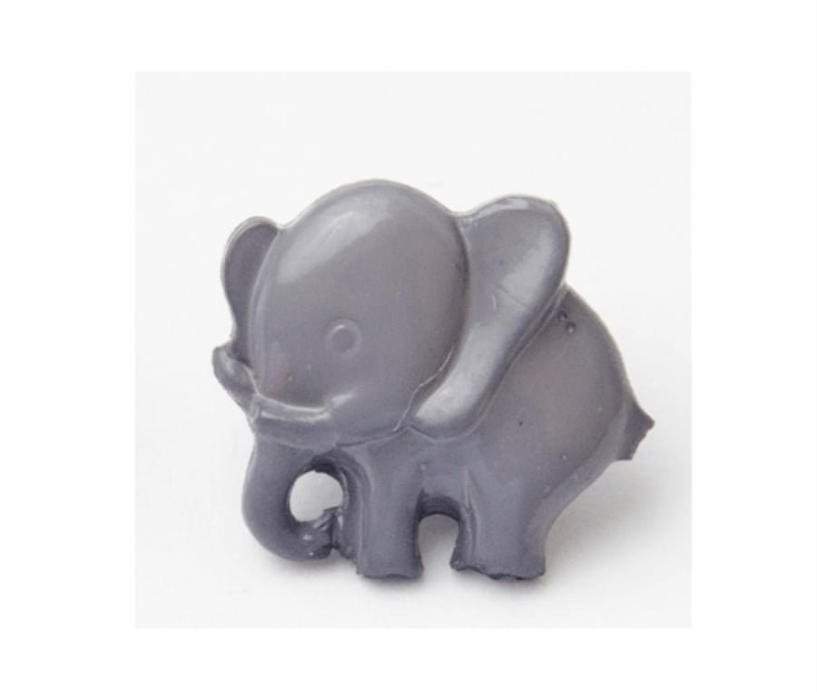 10 grey baby elephant buttons 14mm