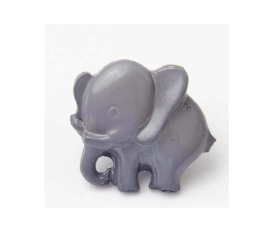 10 grey baby elephant buttons 14mm