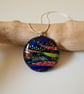 Large, round 'patchwork' fused glass pendant - Image 1