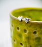 Sterling Silver Hammered Heart Stud Earrings