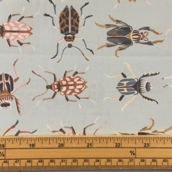 Fat Quarter Forage Bugs And Insects On Blue 100% Cotton Quilting Fabric