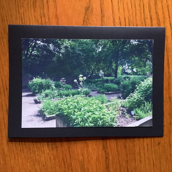 Handmade original photo card of the Medieval Herb Garden, North Shields