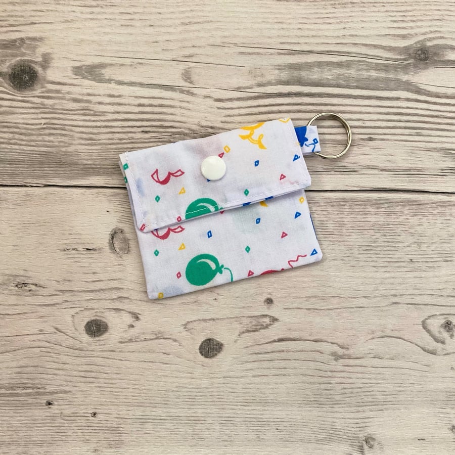 Balloon themed fabric lip balm keyring, keychain, lipstick holder, square fabric