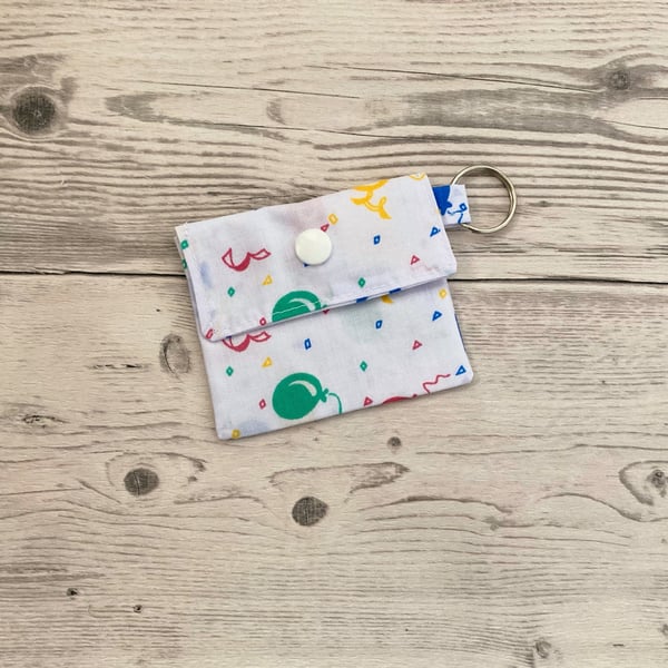 Balloon themed fabric lip balm keyring, keychain, lipstick holder, square fabric