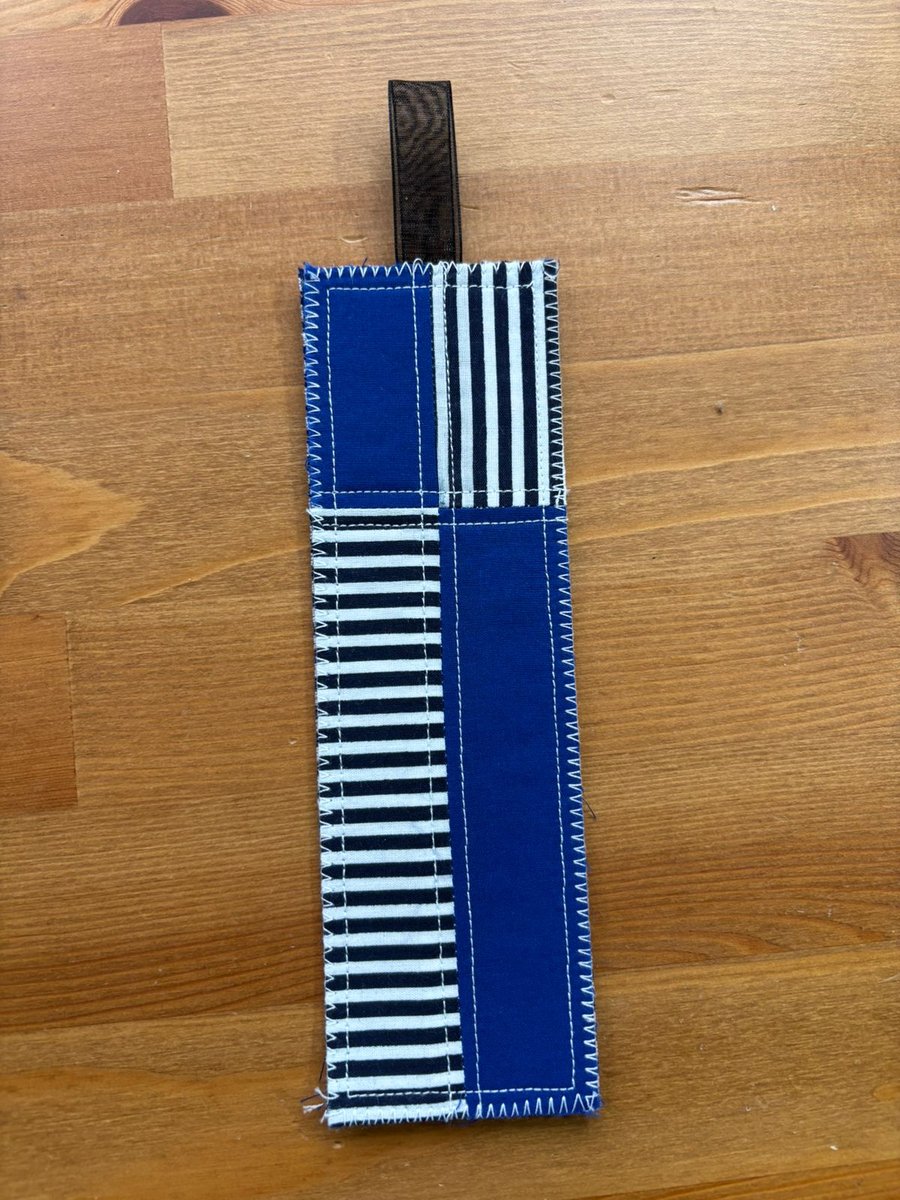 Patchwork bookmark is blue