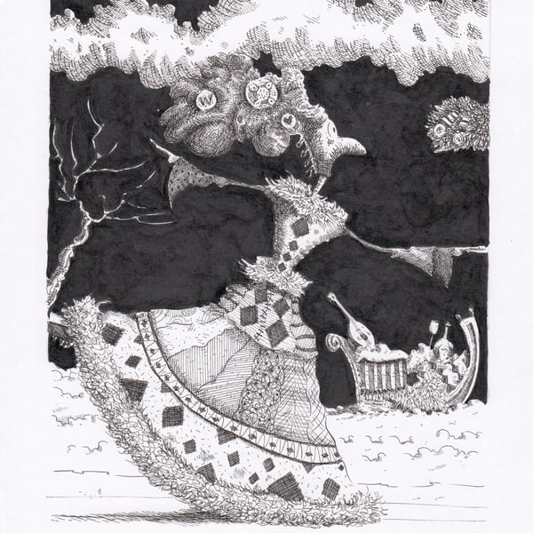 'The Skater and The Moon' an A4 sized original artwork