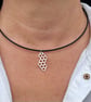 Leather choker necklace, Honeycomb pendant, Boho jewellery for women - Image 8