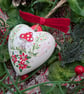 Toadstool ceramic heart Christmas bauble - Image 3