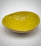 Stoneware yellow trinket dish with embossed botanical design - Image 4