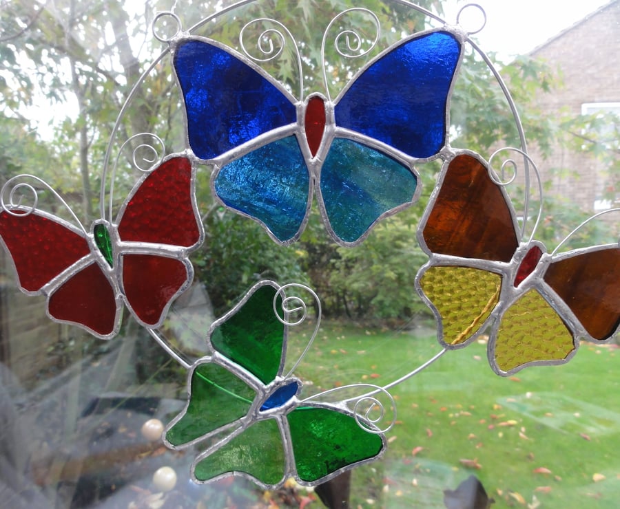 Stained Glass Butterfly Ring - Multi Coloured