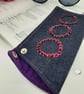 Glasses case, denim, pink circles and purple lining.  - Image 5