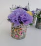 Handmade Floral Tin with Lilac Carnations - Image 3