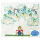 Clouds and sky theme Cross Stitch design titled 'Hello' digital PDF chart