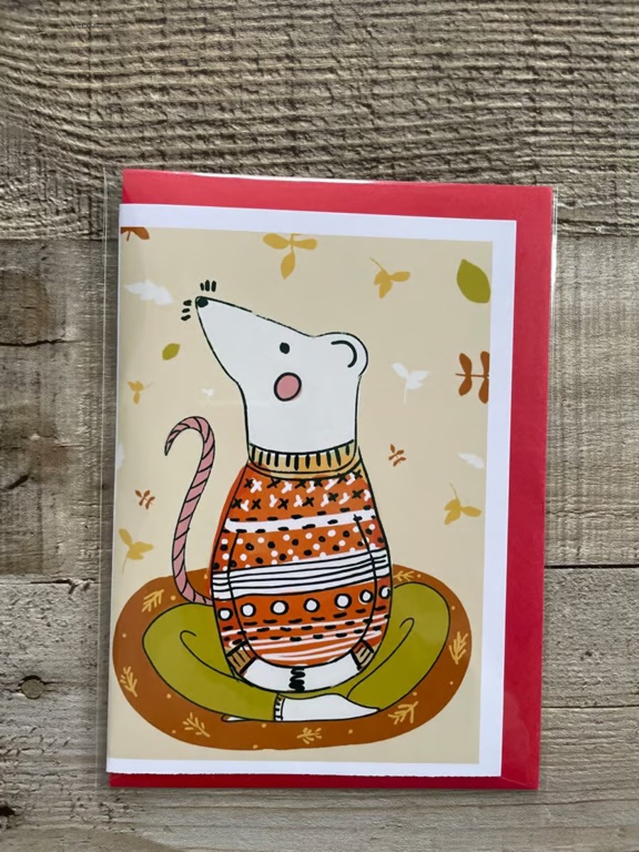 Image of Blank Greetings Card, Timothy Card, Flower Art Card, Autumnal Card
