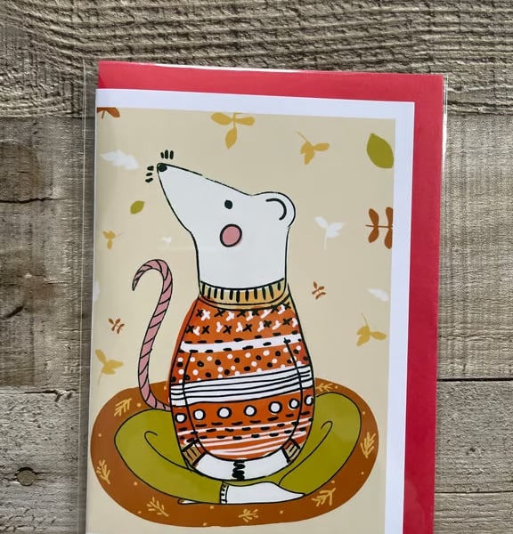 Blank Greetings Card, Timothy Card, Flower Art Card, Autumnal Card