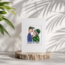 Handmade Cross Stitch Wedding Anniversary Card, Romantic Older Couple Card