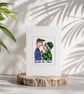 Handmade Cross Stitch Wedding Anniversary Card, Romantic Older Couple Card