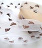 White and brown footprint new baby organza ribbon, 3 metres, 22mm wide - Image 1