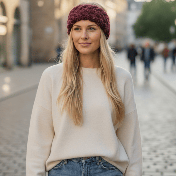 Cable knit chunky headband