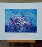 Hippo Limited Edition Original Collagraph Print Art  - Image 2