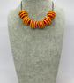 Handmade dark orange and yellow striped lamp work glass beads - Image 6