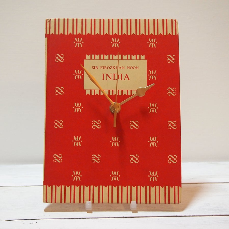 Clock upcycled from the book India (1941)