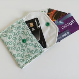Loyalty card holder, purse, envelope style purse,  popper fastener