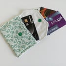Loyalty card holder, purse, envelope style purse,  popper fastener
