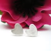 Tiny Silver Heart Stud Earrings