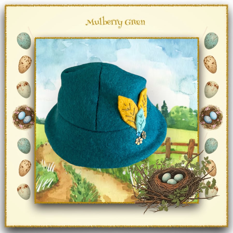 Reserved for Karen - Teal Felt Hat
