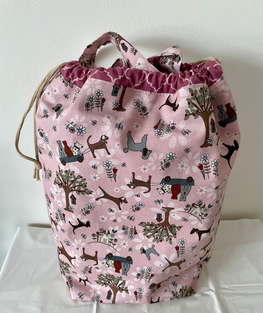 Handmade Large Drawstring Bag