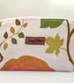 Canvas brown leaf floral makeup bag