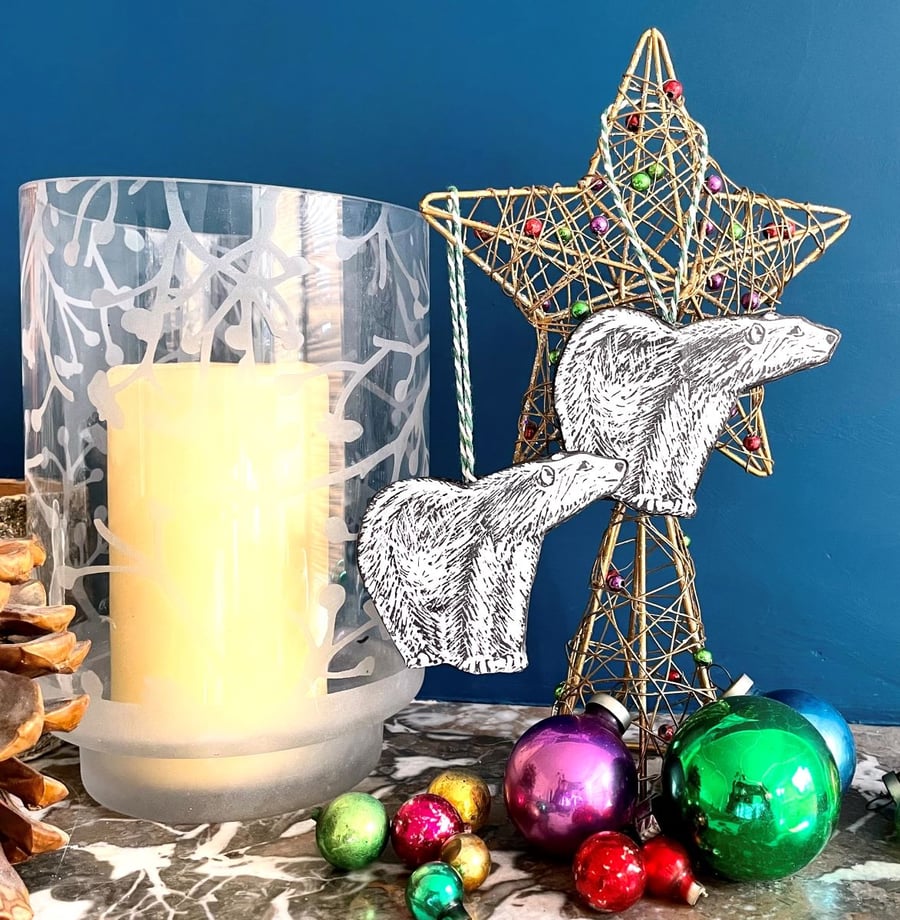 Pack of two polar bear decorations