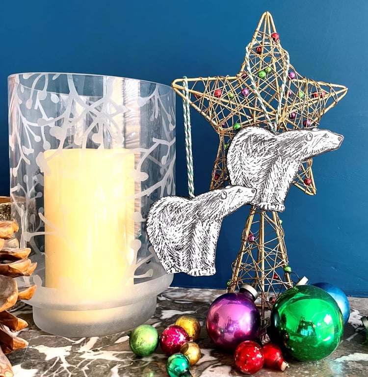 Pack of two polar bear decorations