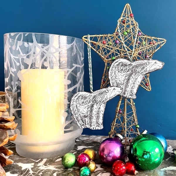 Pack of two polar bear decorations