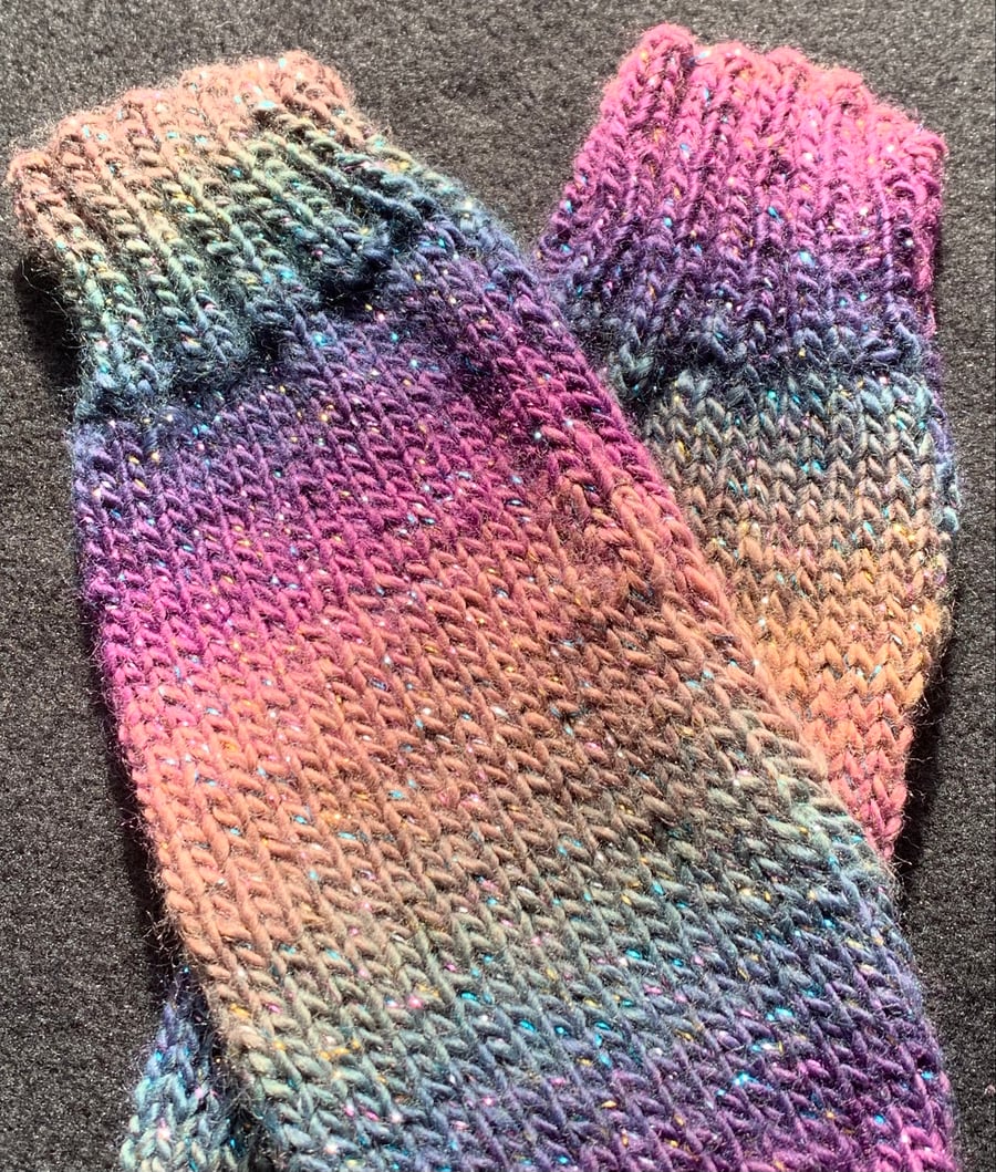 Hand Knitted Sparkly Fingerless Wrist Warmers