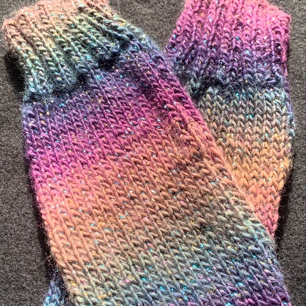 Hand Knitted Sparkly Fingerless Wrist Warmers