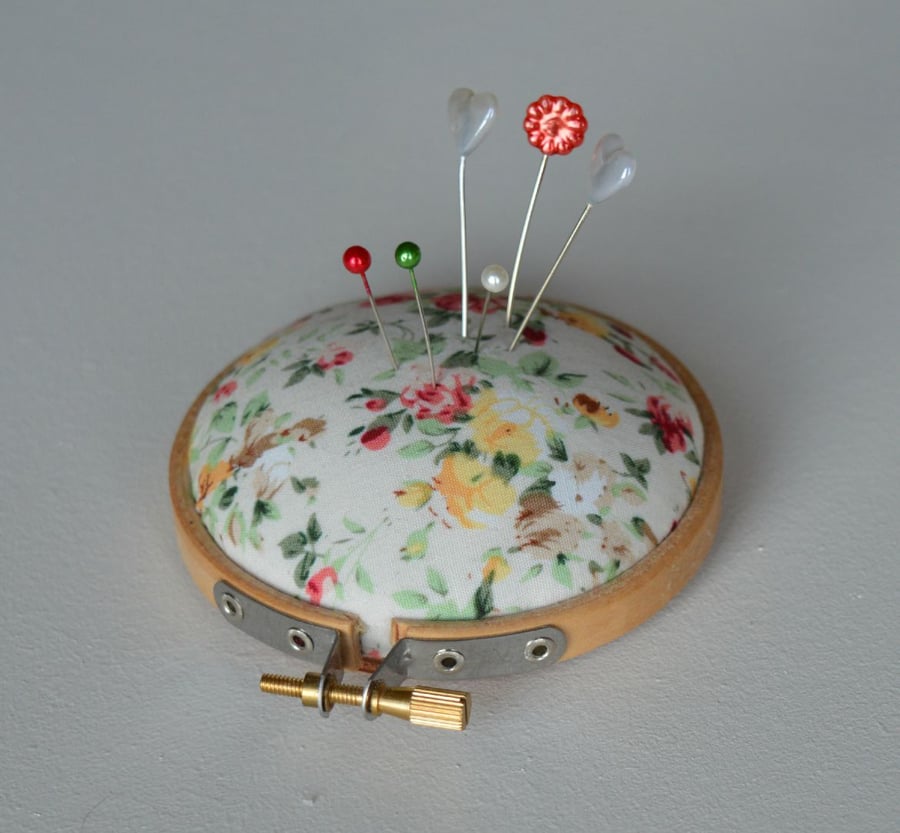 Embroidery hoop style pin cushion ,pincushion