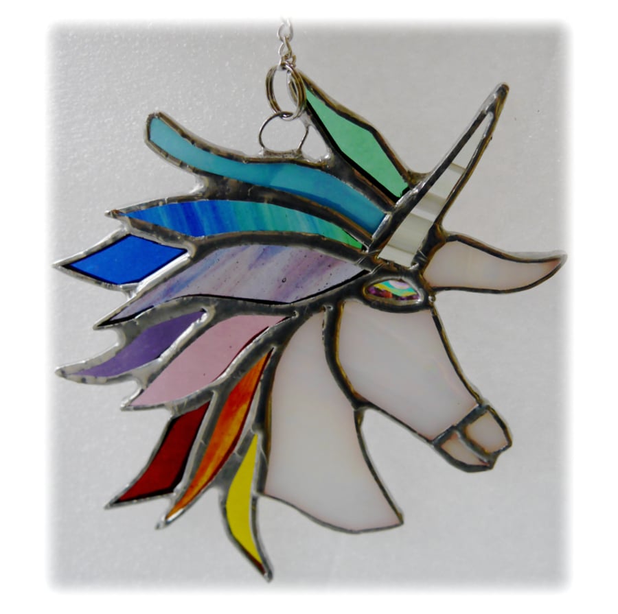 Unicorn Suncatcher Stained Glass Handmade Rainbow 010  Cristabel
