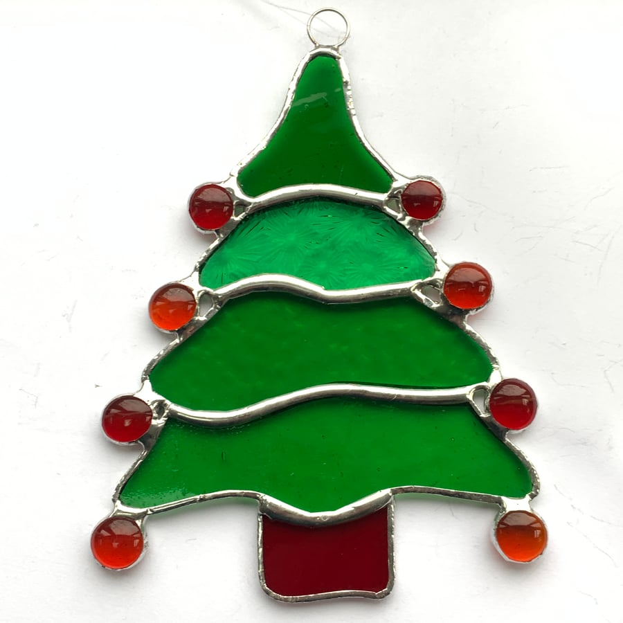 Stained Glass Christmas Tree Suncatcher - Handmade Christmas Decoration