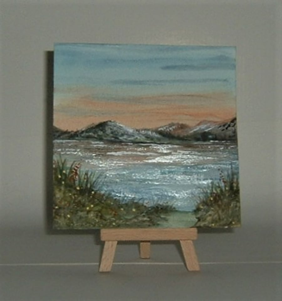 original art painting 5x5  watercolour landscape ( ref F 610)