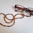 Beaded laynyard cord for mask and glasses, all brown 