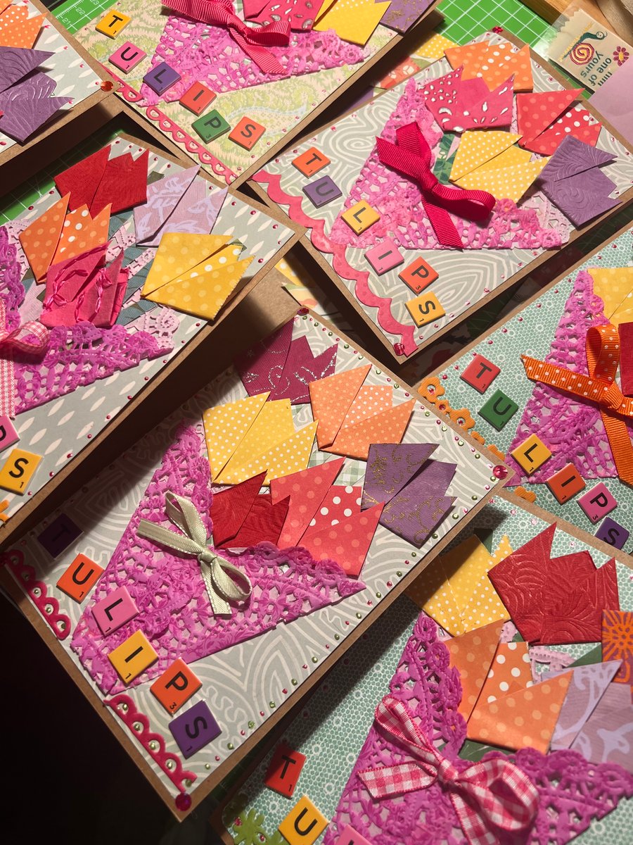 Hand crafted Tulips greetings card 